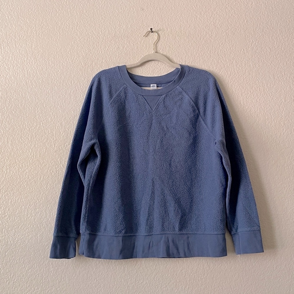 Old Navy Fleece Crewneck Sweathshirt Washed Look Nubby Inside Out Crew Top